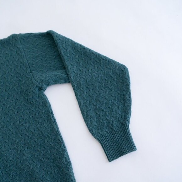 Vintage Northern Reflections Hunter Green Cable Knit Scoop Neck Sweater S - Picture 5 of 9